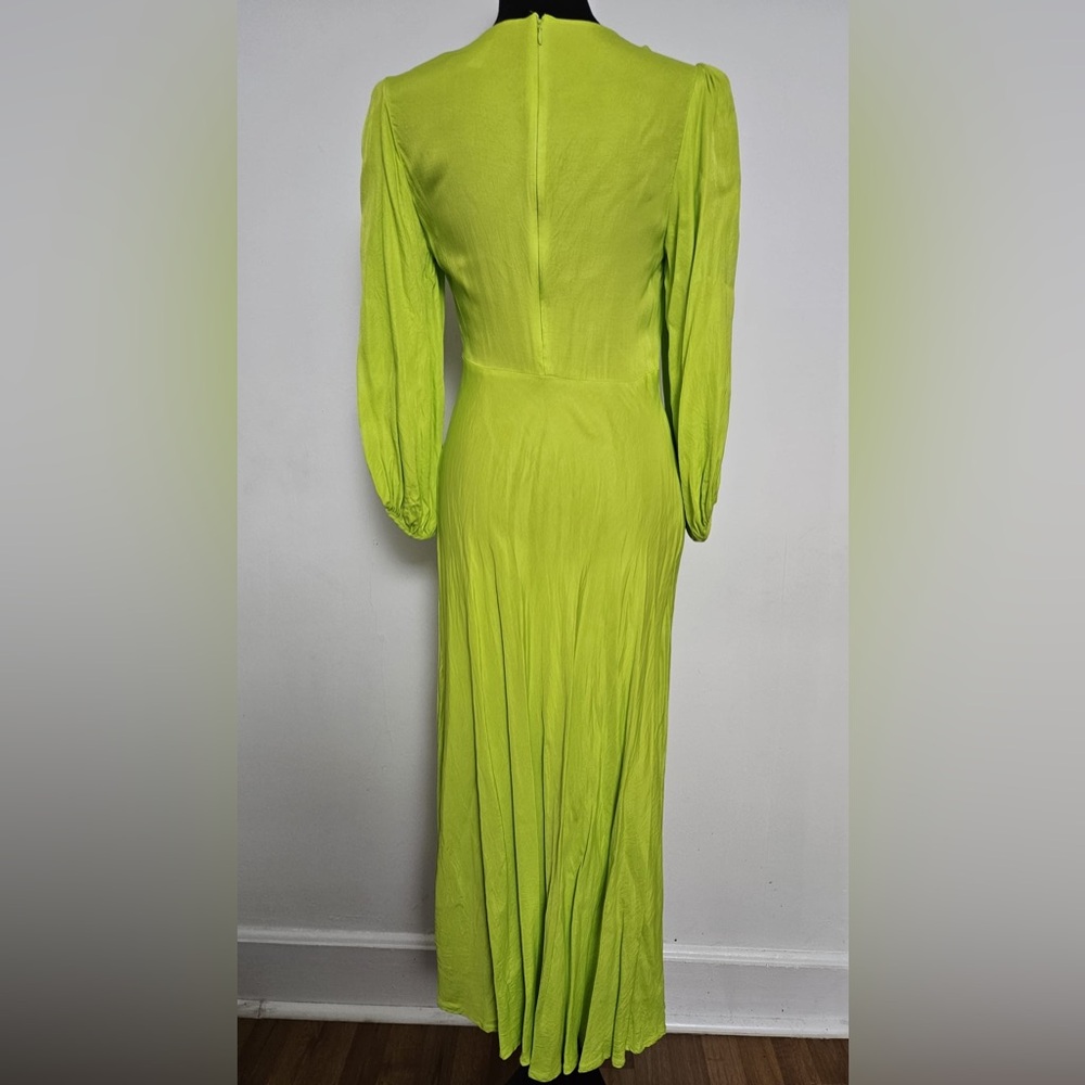 Farm Rio LIME GREEN CUTOUT TIE RUCHED MIDI DRESS - Picture 8 of 9